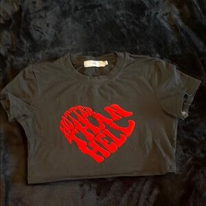 Adika Black Crop Top with Red Graphic